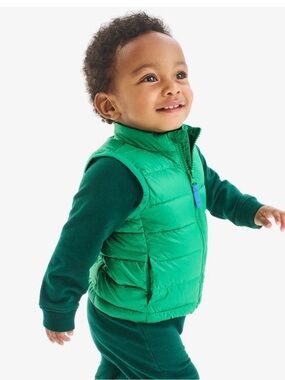 Primary Green Quilted Toddlers' Puffer Vest